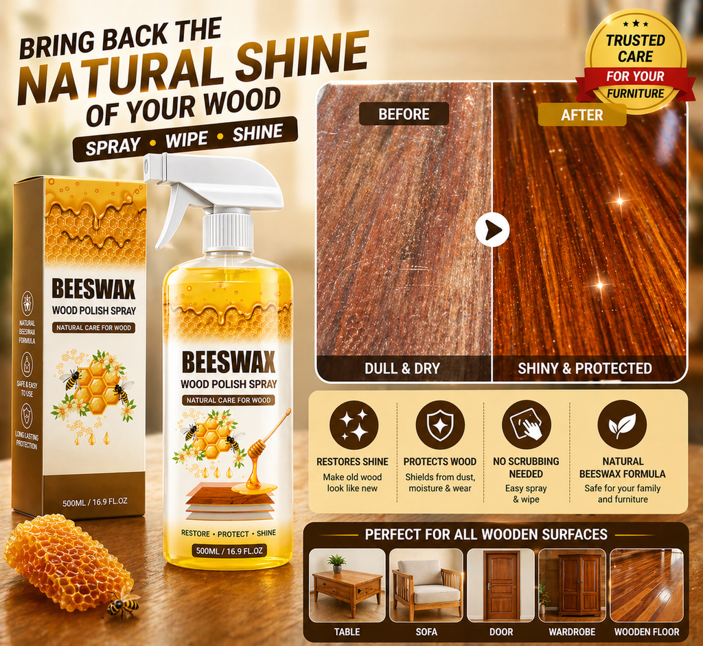 Beeswax Wood Polish Spray | Restore Shine Protect Furniture | BUY 1 GET 1 FREE!